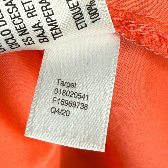 A New Day‎ Womens Blouse XL Orange Coral Eyelet Sheer Light Ruffle Summer Boho - Picture 10 of 11